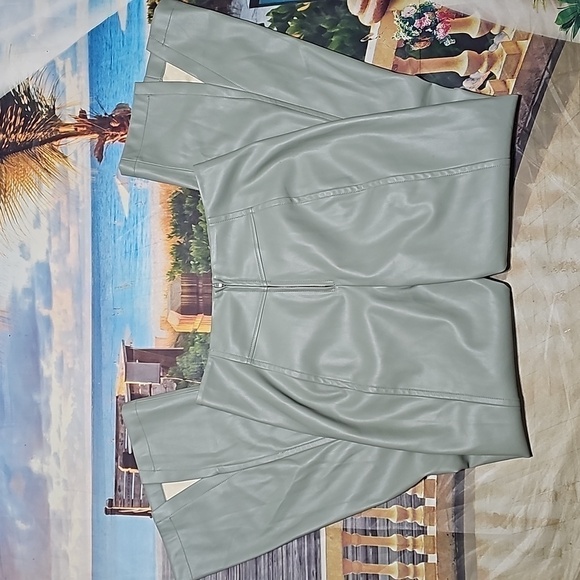 We The Free Faux Leather Green Flare Pants Size 31 - Picture 7 of 8